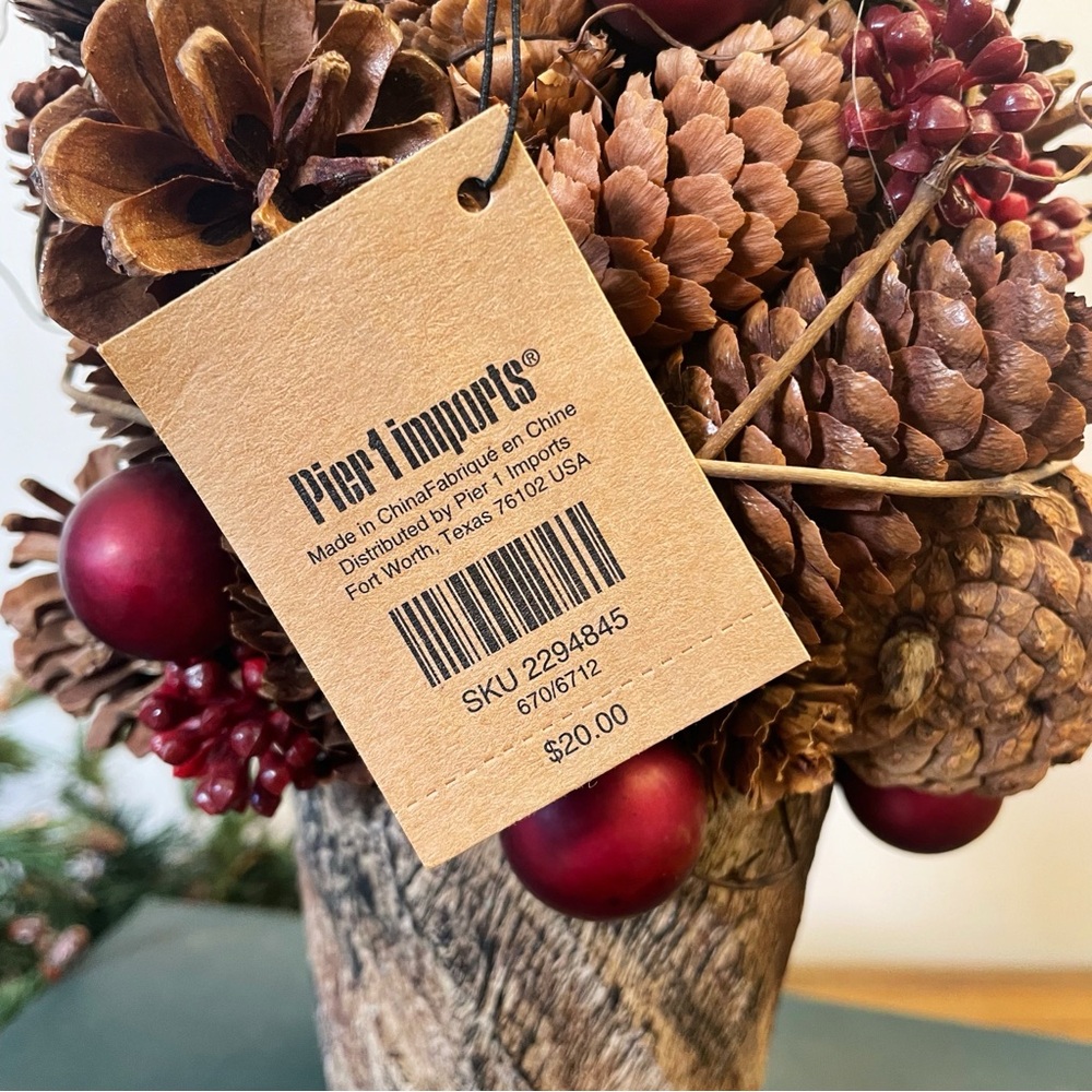 PIER 1 IMPORTS Pinecone Christmas Topiary NWT Festive Holiday Party Decor - Picture 8 of 11